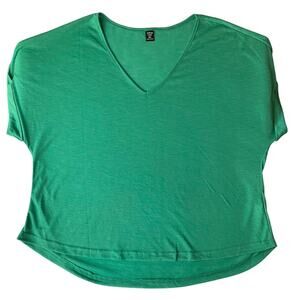 Shein Curve Women Blouse size 0XL V-neck Stretchy Solid Green